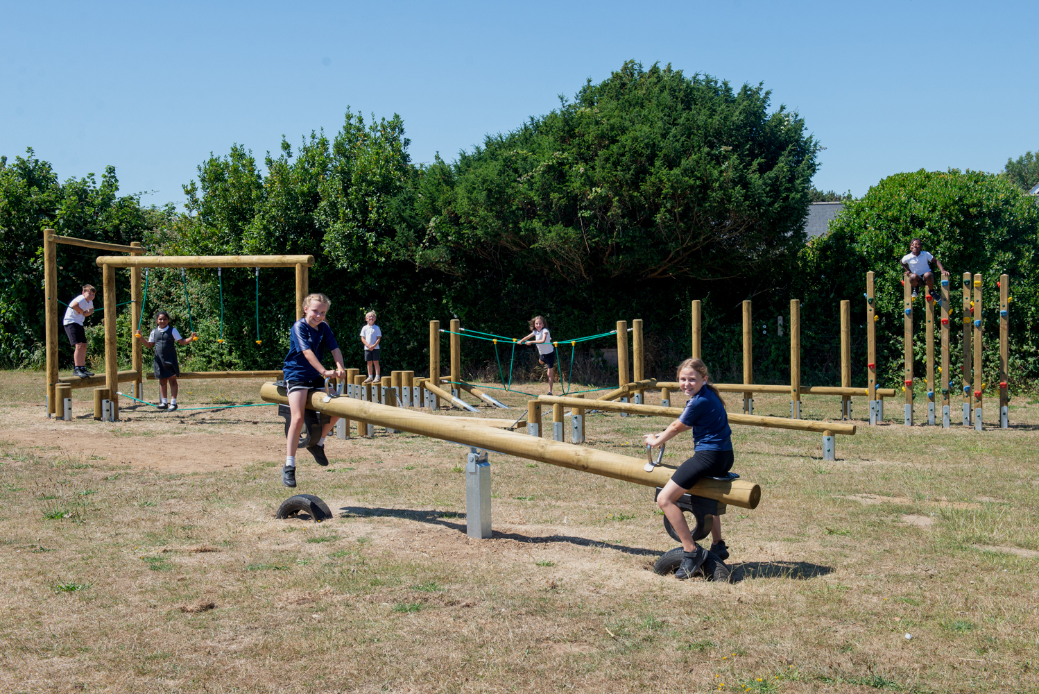 Freshwater & Yarmouth CE Primary School enjoy the new play equipment at Stroud Recreation Ground