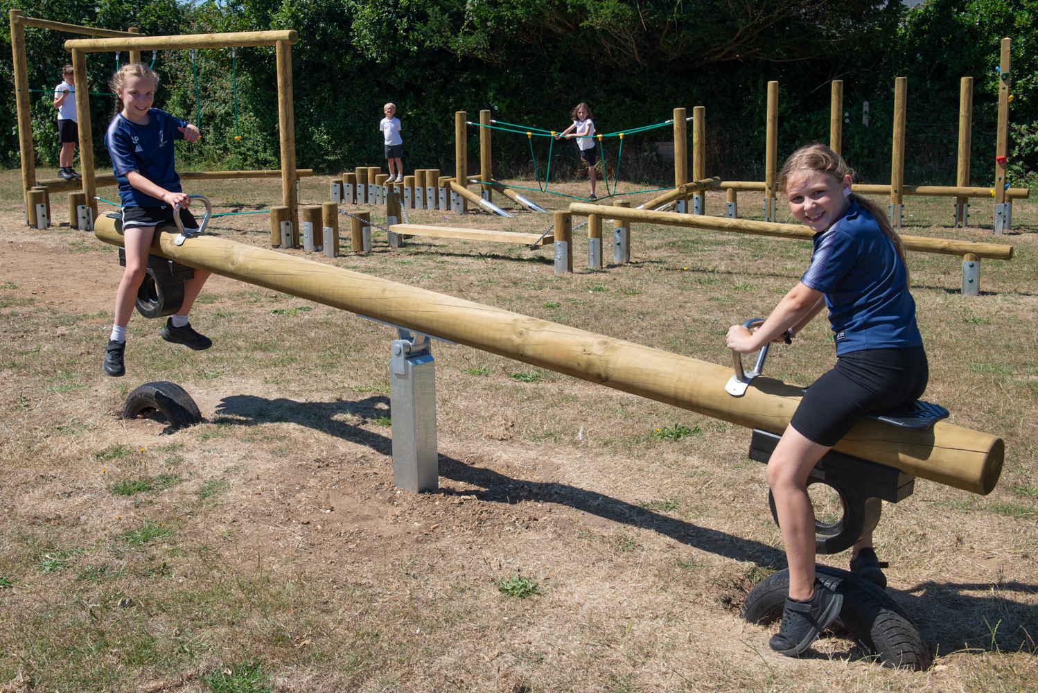 Freshwater & Yarmouth CE Primary School enjoy the new play equipment at Stroud Recreation Ground
