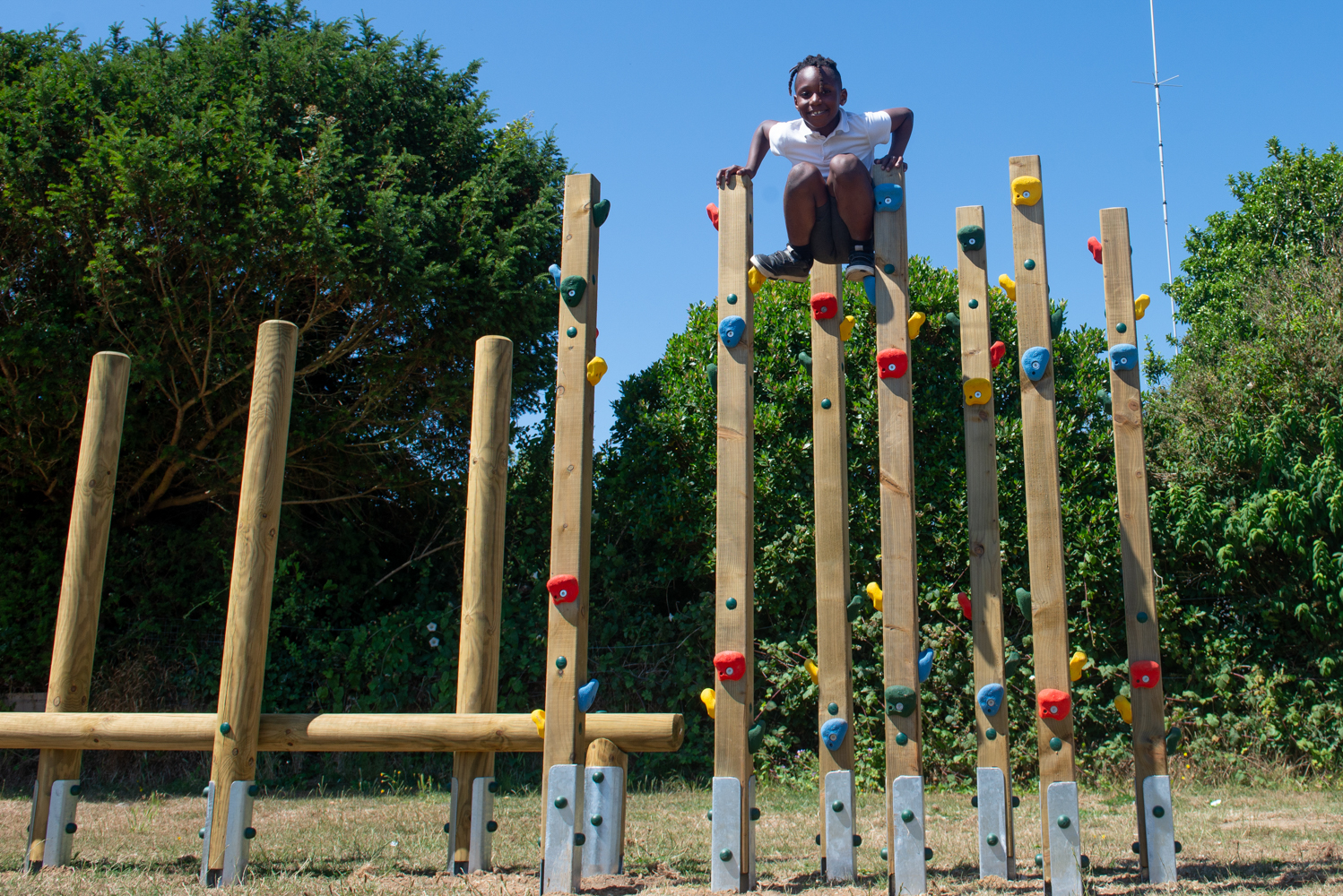 Freshwater & Yarmouth CE Primary School enjoy the new play equipment at Stroud Recreation Ground
