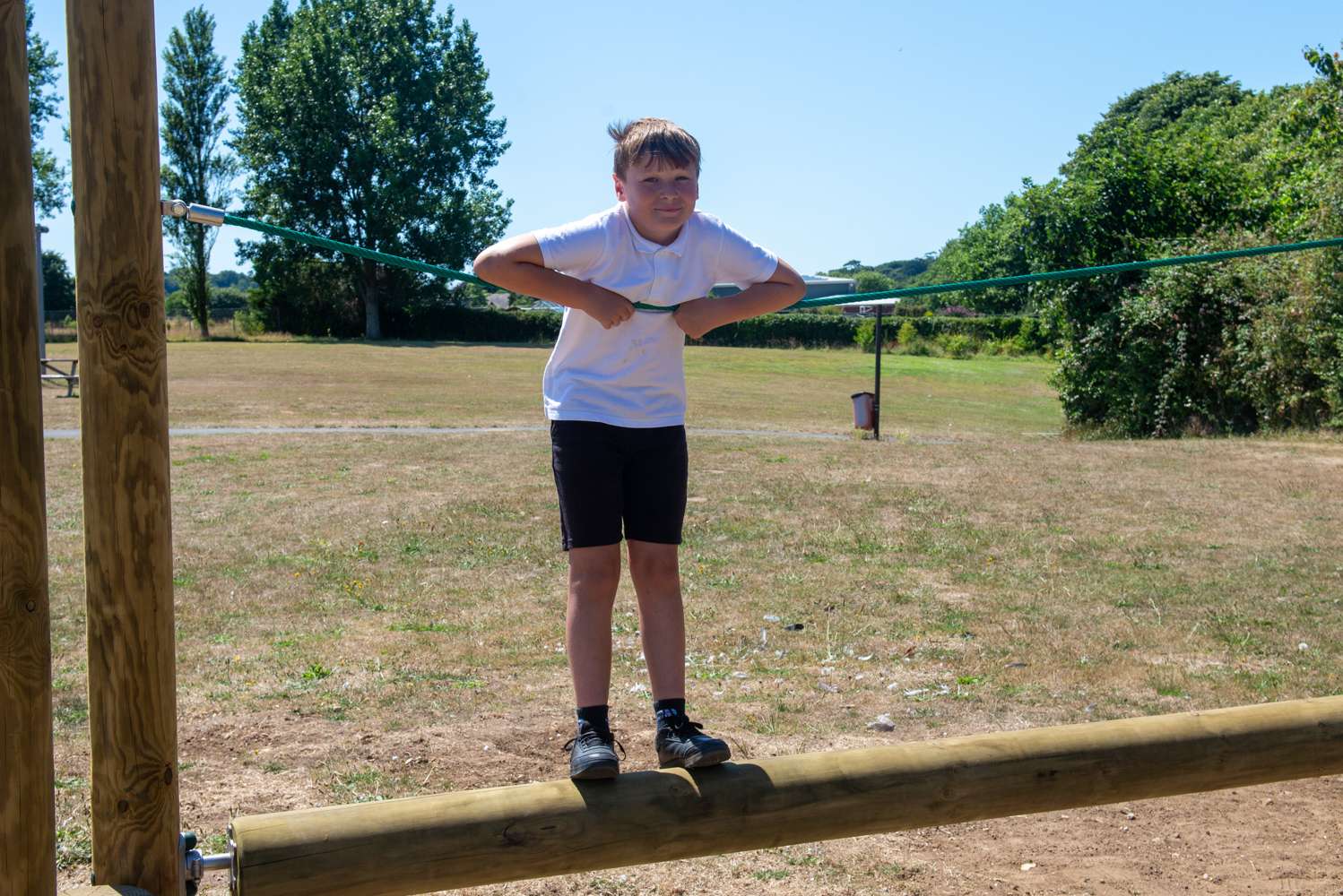 Freshwater & Yarmouth CE Primary School enjoy the new play equipment at Stroud Recreation Ground