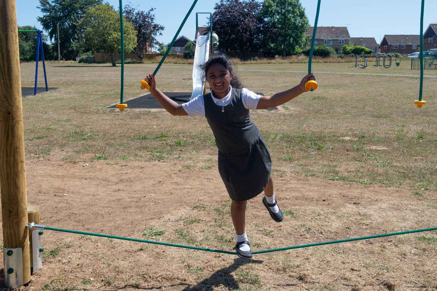 Freshwater & Yarmouth CE Primary School enjoy the new play equipment at Stroud Recreation Ground